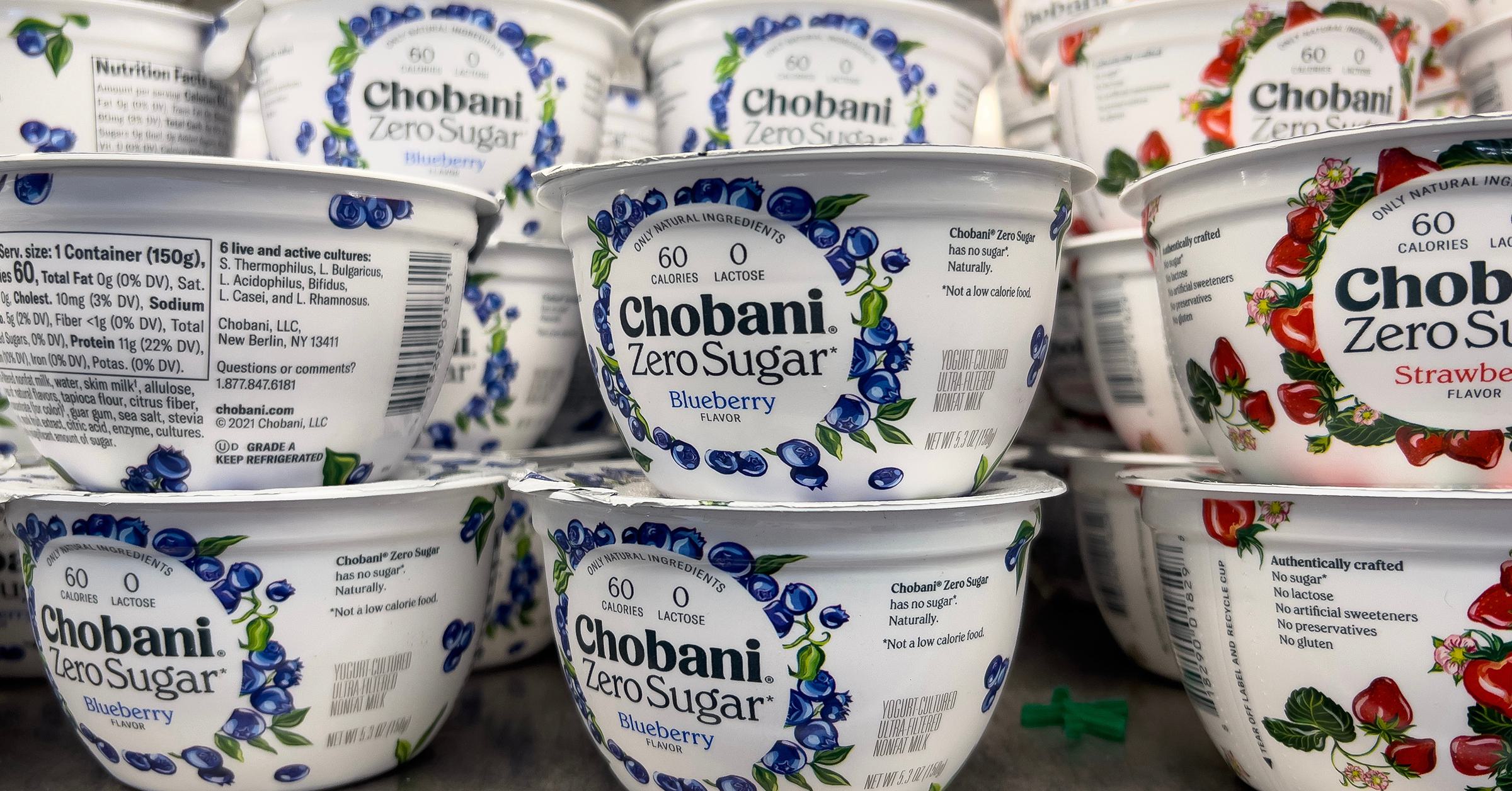 Chobani Zero Sugar Yogurt individual containers