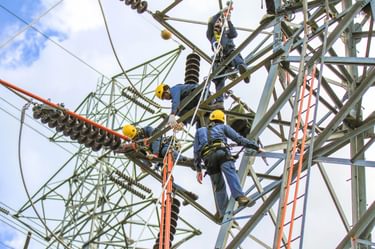 workers fixing a power line