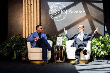 Two men talking